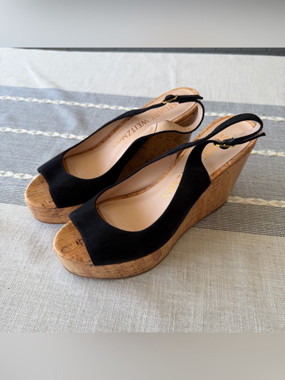 Stuart Weitzman Riviera Slingback Wedge Platform Sandals Size 7.5 - Picture 5 of 12